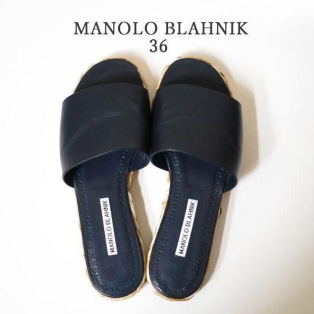 マノロブラニク MANOLO BLAHNIK ミュール エスパドリーユ フラット-