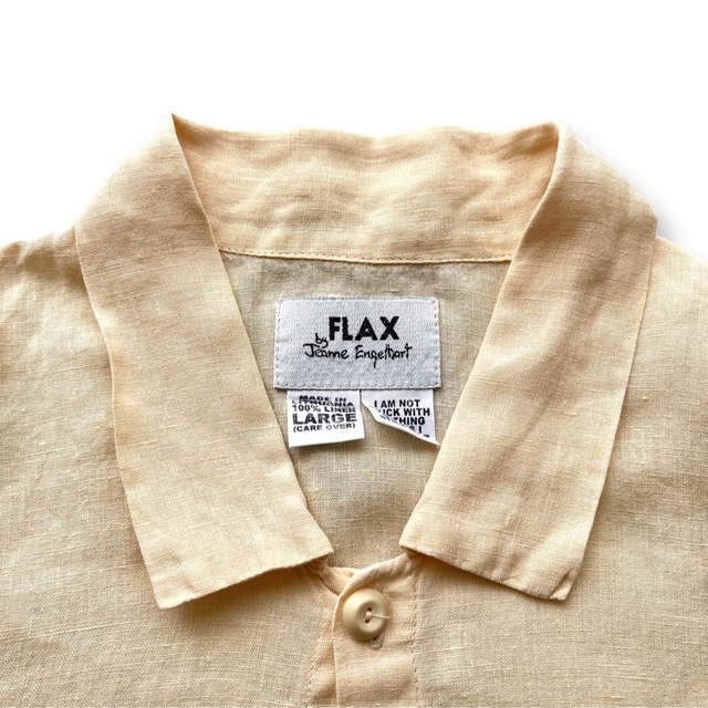 【ヴィンテージ】70s FLAX 半袖リネンシャツ L 麻100% リトアニア製