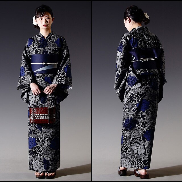 売れ筋ランキングも 専用1716【浴衣3点セット】不散花紺 新品未使用品