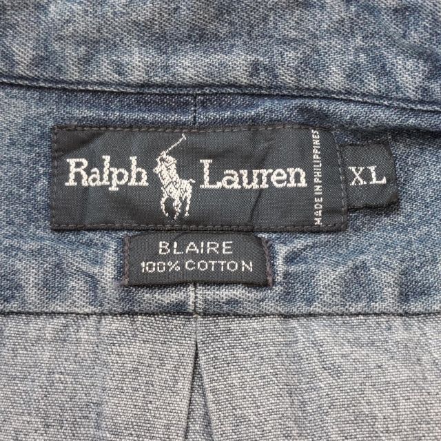 Ralph Lauren(ラルフローレン)のラルフローレン XL デニムシャツ 赤ポニー刺繍 ブルー 青 BD 人気稀少 メンズのトップス(シャツ)の商品写真