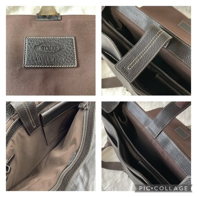 TOD'S トッズ ビジネスバッグ ダークブラウン レザー A4可 PC収納可