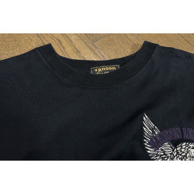 ＊vanson 双頭の鷲 刺繍 袖プリント 長袖カットソー Tシャツ L 5