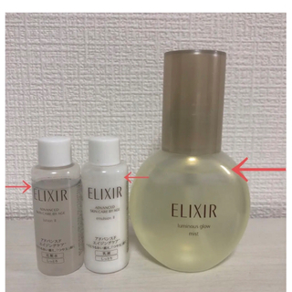 エリクシール(ELIXIR)の【ほぼ未使用品】ELIXIR 3点セット つや玉ミスト80ml  化粧水&乳液(化粧水/ローション)