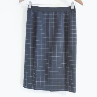 ユニクロ(UNIQLO)のユニクロ チューブスカート チェック ネイビー(ひざ丈スカート)