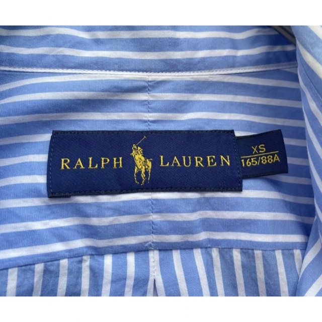 POLO RALPH LAUREN(ポロラルフローレン)のポロ ラルフローレン ポニー刺繍 ストライプ コットンシャツ ブルー 羽織り レディースのトップス(シャツ/ブラウス(長袖/七分))の商品写真