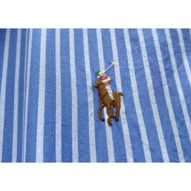 POLO RALPH LAUREN(ポロラルフローレン)のポロ ラルフローレン ポニー刺繍 ストライプ コットンシャツ ブルー 羽織り レディースのトップス(シャツ/ブラウス(長袖/七分))の商品写真