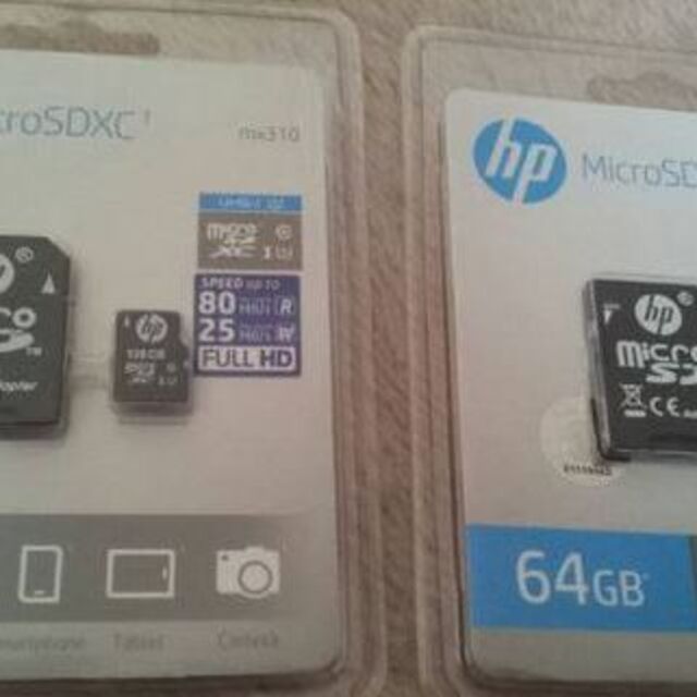 2枚セット HP microSDXCカード 128GBと64GB マイクロSD
