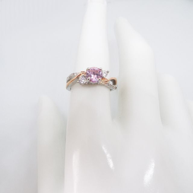 ピンクモルガナイト ホワイトサファイア ローズゴールド リング 指輪 レディース レディースのアクセサリー(リング(指輪))の商品写真