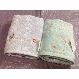 ローラアシュレイ(LAURA ASHLEY)の新品☆ローラアシュレイ フェイスタオル 2枚☆リトルバインズ グレイスリン☆青系(タオル/バス用品)