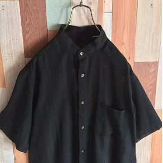 アートヴィンテージ(ART VINTAGE)の90s スタンドカラー 総柄シャツ ヴィンテージ 黒 ストライプ(シャツ)