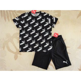 プーマ(PUMA)の新品★PUMAプーマ★150★人気の総柄!!Tシャツ・ハーフパンツ★上下★黒/白(その他)