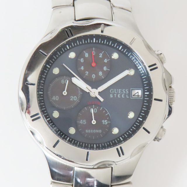 美品 稼働品 GUESS ゲス クロノグラフ クオーツ 腕時計 110121G3 | フリマアプリ ラクマ