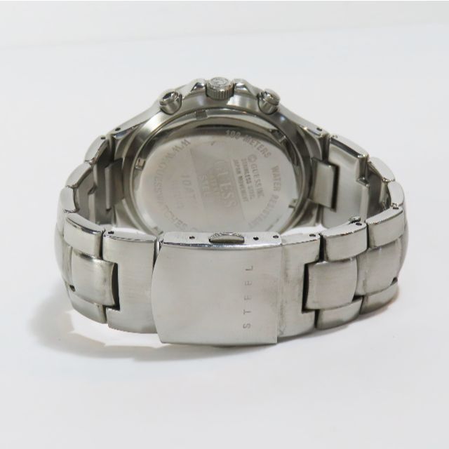 GUESS(ゲス)の美品 稼働品 GUESS ゲス クロノグラフ クオーツ 腕時計 110121G3 メンズの時計(腕時計(アナログ))の商品写真