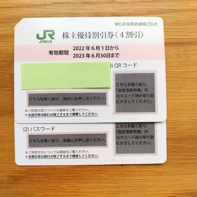 JR東日本 株主優待割引券（2枚）