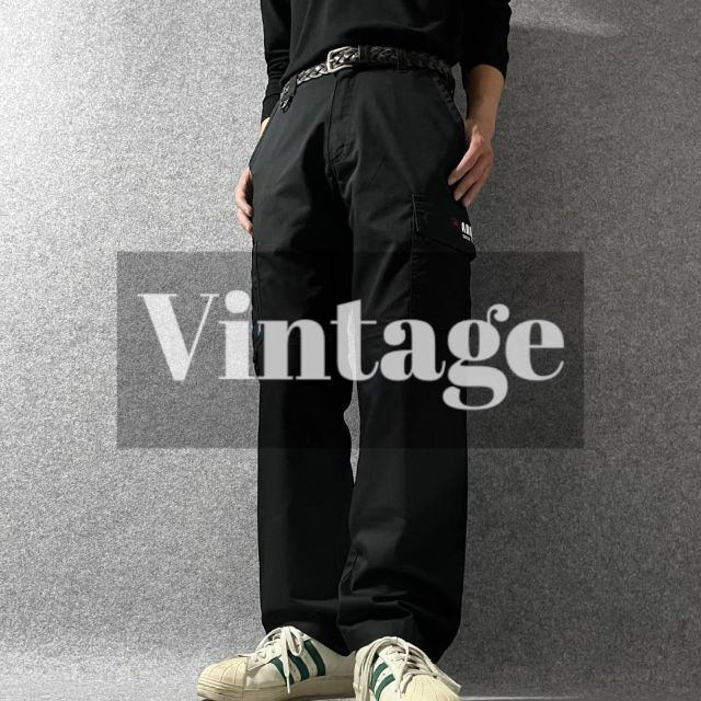 【Vintage】刺繍 7ポケット ダブルニー ワイドストレート ワークパンツ
