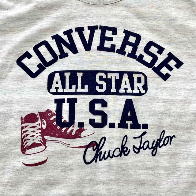 CONVERSE(コンバース)の実はボーダー？裏地のボーダーがうっすら透けるコンバースの個性的Tシャツ(実質M) メンズのトップス(Tシャツ/カットソー(半袖/袖なし))の商品写真