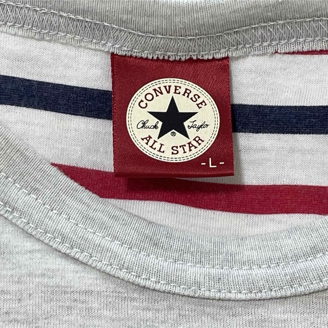 CONVERSE(コンバース)の実はボーダー？裏地のボーダーがうっすら透けるコンバースの個性的Tシャツ(実質M) メンズのトップス(Tシャツ/カットソー(半袖/袖なし))の商品写真