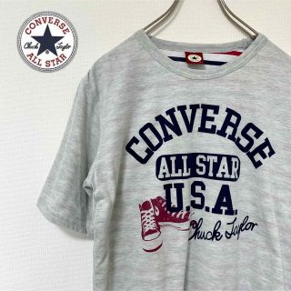 コンバース(CONVERSE)の実はボーダー？裏地のボーダーがうっすら透けるコンバースの個性的Tシャツ(実質M)(Tシャツ/カットソー(半袖/袖なし))