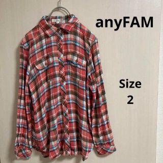 エニィファム(anyFAM)の18a395 anyfarm エニィファム　レディース　ボーダーシャツ　ピンク(シャツ/ブラウス(長袖/七分))