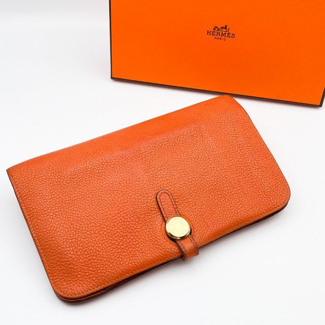 美品】HERMES エルメス ドゴン デュオ GM オレンジ - 財布