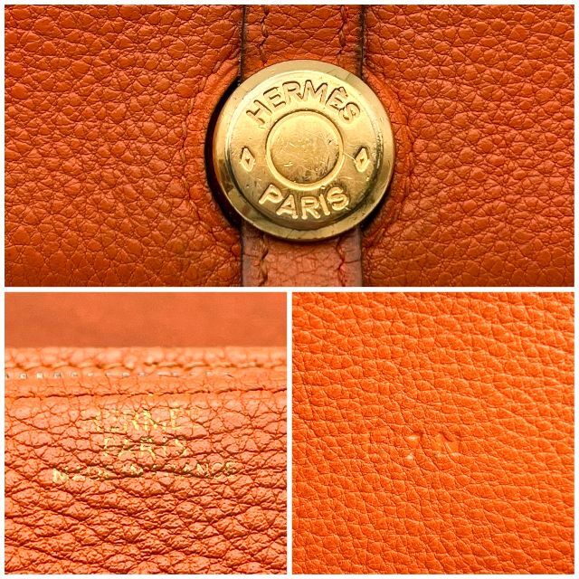 【美品】HERMES エルメス　ドゴン デュオ GM　オレンジ