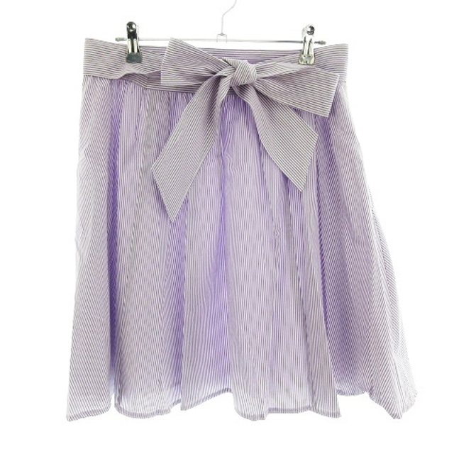 QUEENS COURT(クイーンズコート)のクイーンズコート スカート フレア ミニ サイドファスナー ストライプ 紫 白 レディースのスカート(ミニスカート)の商品写真