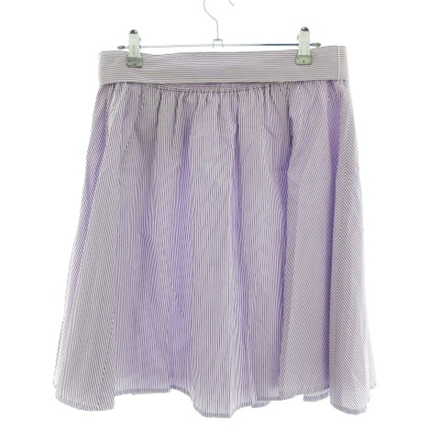 QUEENS COURT(クイーンズコート)のクイーンズコート スカート フレア ミニ サイドファスナー ストライプ 紫 白 レディースのスカート(ミニスカート)の商品写真