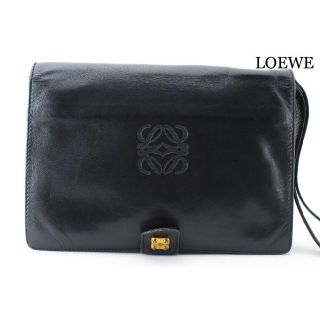 ロエベ(LOEWE)の美品　ロエベ　LOEWE クラッチバッグ　セカンドバッグ　結婚　ブラック　レザー(クラッチバッグ)