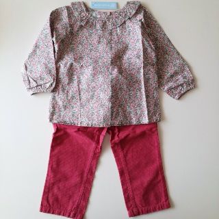 キャラメルベビー&チャイルド(Caramel baby&child )の新品 Elephantito 花柄ブラウスとパンツのセット 6M 海外子供服(シャツ/カットソー)