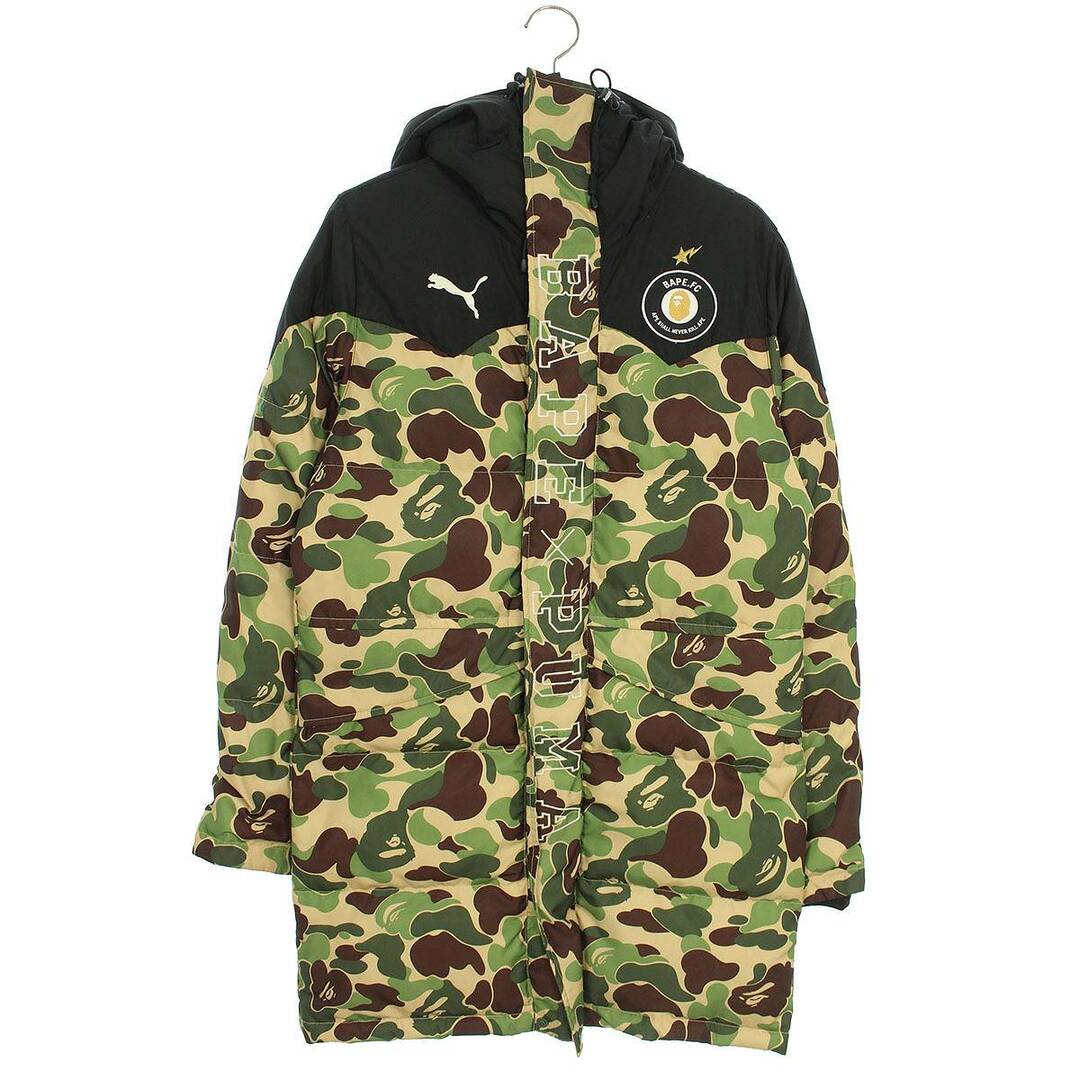 アベイシングエイプ ×プーマ PUMA  15AW  LONG COAT カモ柄ロングダウンジャケット  メンズ XS