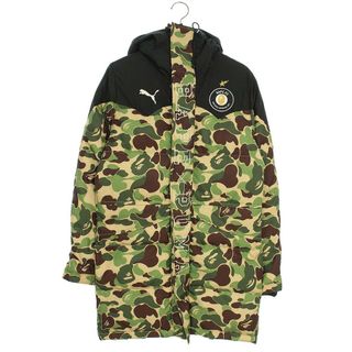 アベイシングエイプ(A BATHING APE)のアベイシングエイプ ×プーマ PUMA  15AW  LONG COAT カモ柄ロングダウンジャケット  メンズ XS(ダウンジャケット)