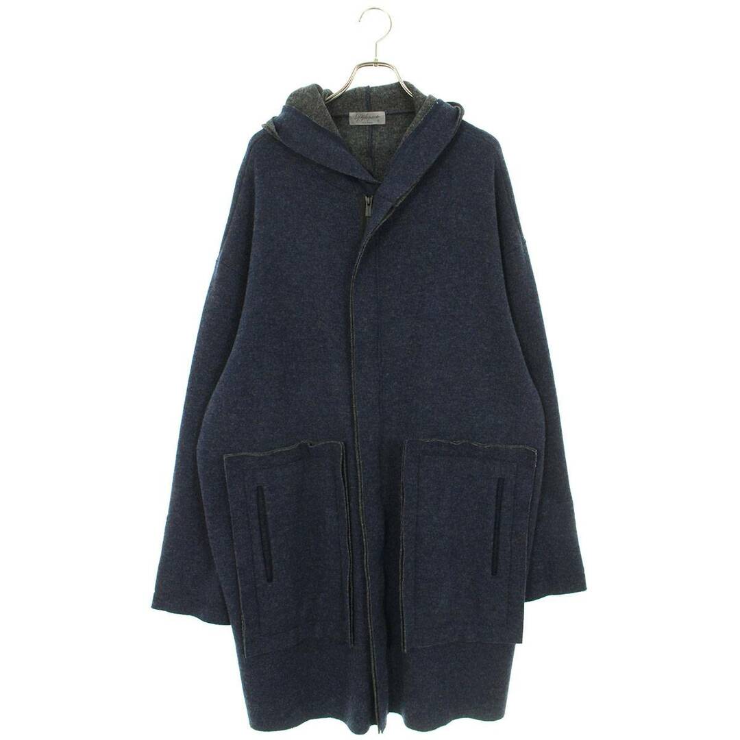 ヨウジヤマモトプールオム フーテッドジップアップロングコート メンズ