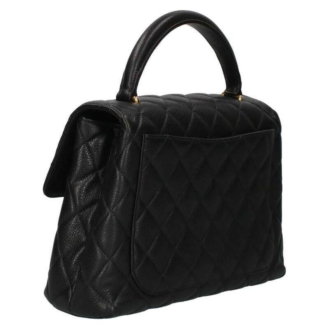 シャネル ハンドバッグ マトラッセ ココマーク トキャビアスキン トップハンドル CHANEL バッグ 黒