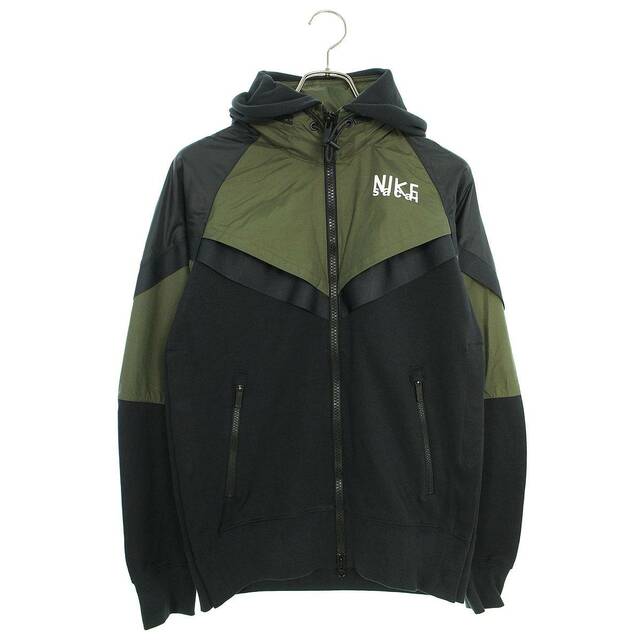 ナイキ ×サカイ Sacai  AS M NRG FULL ZIP HOODIE DQ9030-325 ロゴプリントナイロン切替ジップアップブルゾン メンズ M