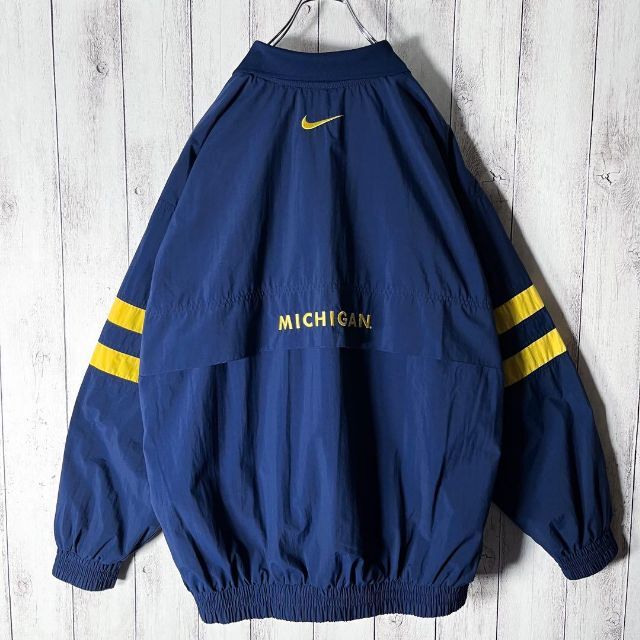 美品 NCAA L 90s】ナイキ ミシガン 両面刺繍 ハーフジップジャケット