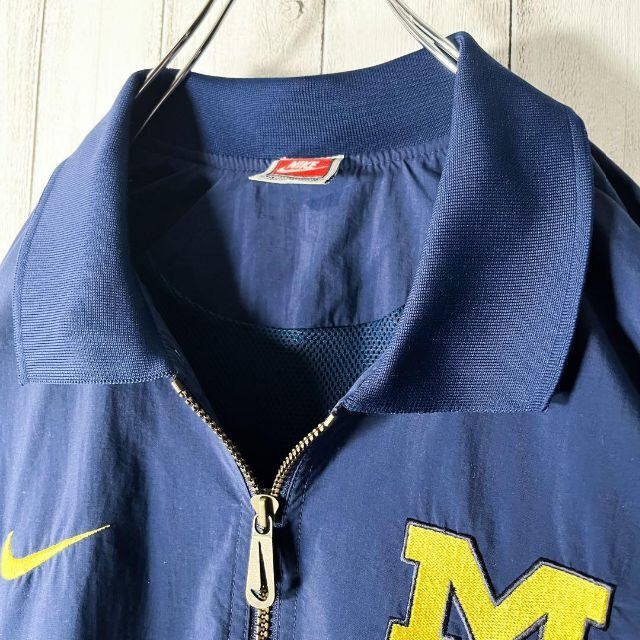 美品 NCAA L 90s】ナイキ ミシガン 両面刺繍 ハーフジップジャケット