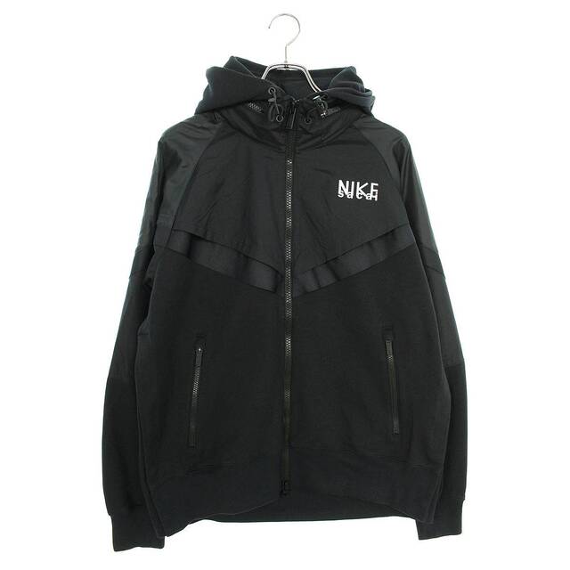 ナイキ ×サカイ Sacai  AS M NRG FULL ZIP HOODIE DQ9030-010 ロゴプリントナイロン切替ジップアップブルゾン メンズ XLメンズ