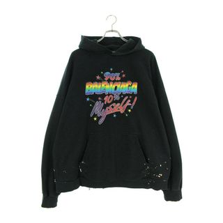 バレンシアガ(Balenciaga)のバレンシアガ  674986 TMVH4 ロゴプリントペンキ加工プルオーバーパーカー メンズ 2(パーカー)