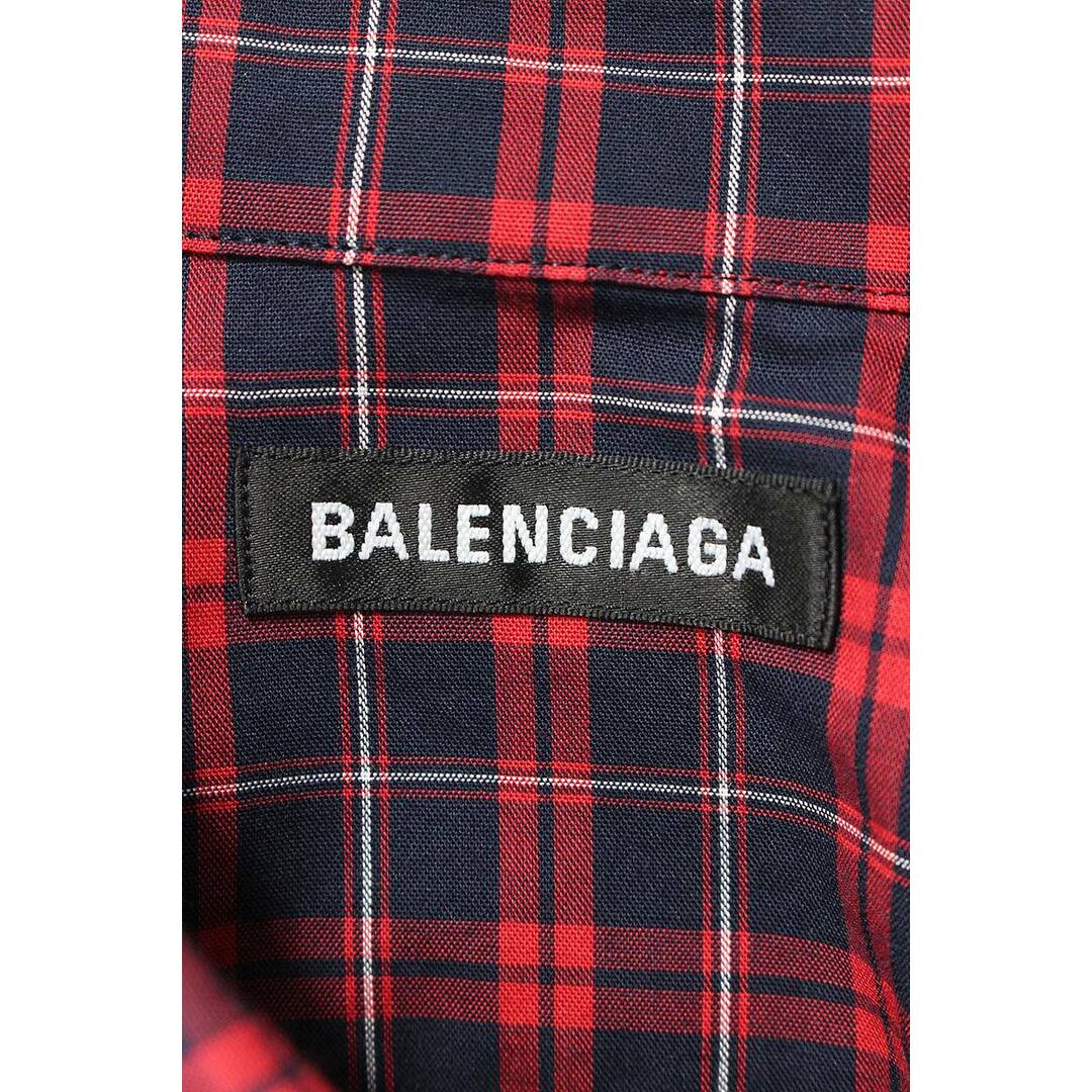 Balenciaga(バレンシアガ)のバレンシアガ  621901 TGM16 ショルダーロゴコットンチェック長袖シャツ  メンズ 38 メンズのトップス(シャツ)の商品写真