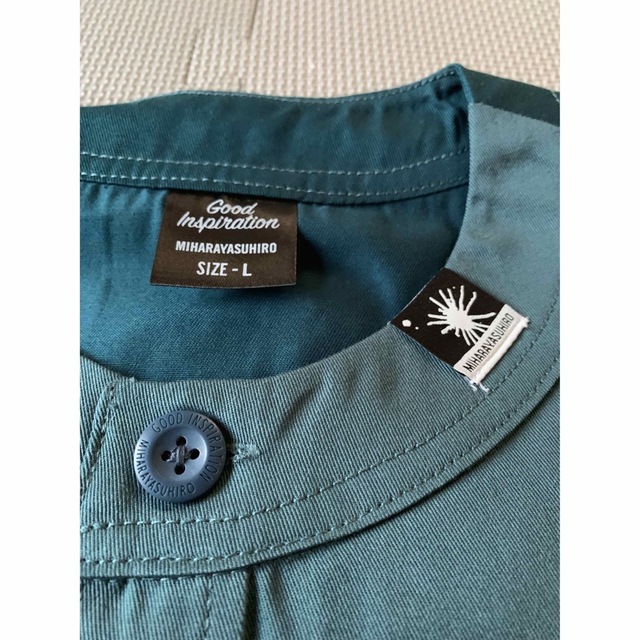 MIHARAYASUHIRO(ミハラヤスヒロ)のミハラヤスヒロ gu コラボ商品　ベースボールシャツ　L 5分袖　未使用ブルー メンズのトップス(Tシャツ/カットソー(半袖/袖なし))の商品写真