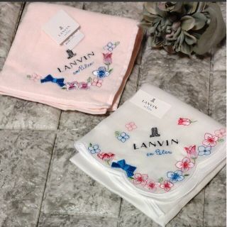 ランバンオンブルー(LANVIN en Bleu)の新品タグ、シール付　ランバンオンブルー　タオルハンカチとハンカチのセット(ハンカチ)