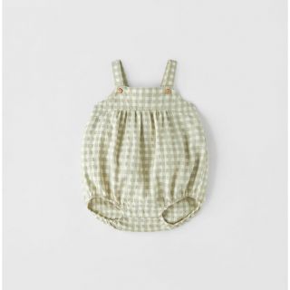 ザラキッズ(ZARA KIDS)の【あ様専用】ZARAギンガムチェック柄ロンパース(ロンパース)