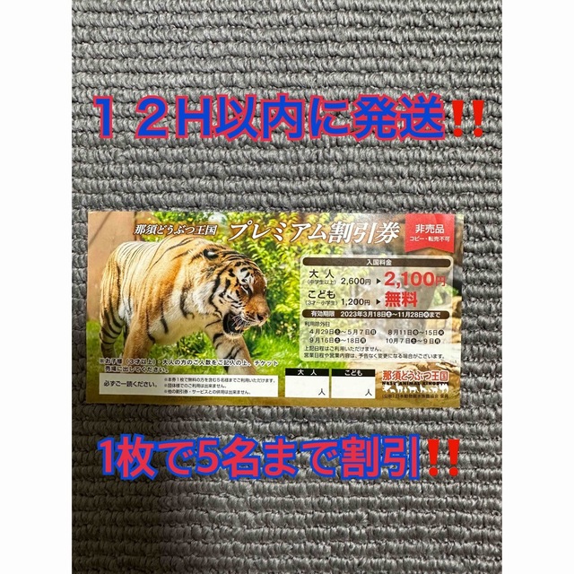 7ami様　専用　那須どうぶつ王国　割引券 チケットの施設利用券(動物園)の商品写真