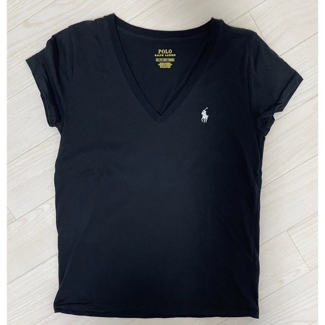 POLO（RALPH LAUREN）(ポロ)のpolo tシャツ vネック　ブラック　xsサイズ レディースのトップス(Tシャツ(半袖/袖なし))の商品写真