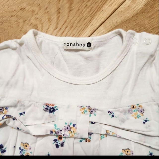 Branshes(ブランシェス)のbranshes ブランシェス 半袖 Tシャツ 80サイズ 花柄 ドッキング キッズ/ベビー/マタニティのベビー服(~85cm)(Ｔシャツ)の商品写真