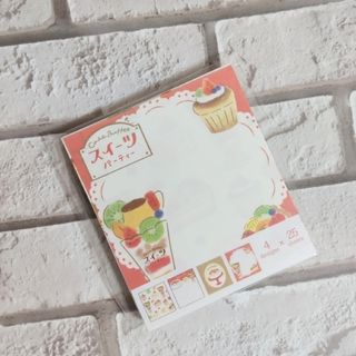 スイーツパーティー　メモ帳　レッドホワイト　古川紙工(ノート/メモ帳/ふせん)