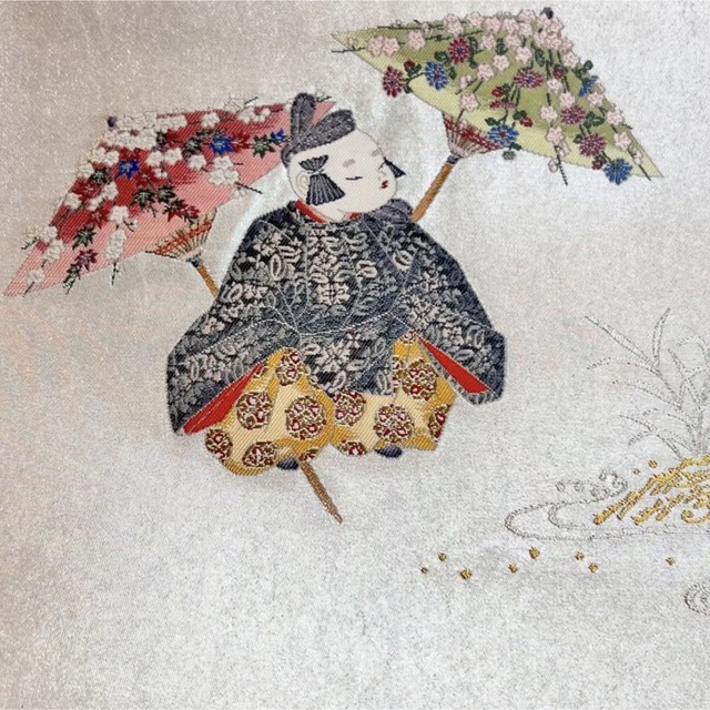 逸品】加賀友禅巨匠 初代由水十久監修長島織物 瀞銀錦 袋帯 『梅のは