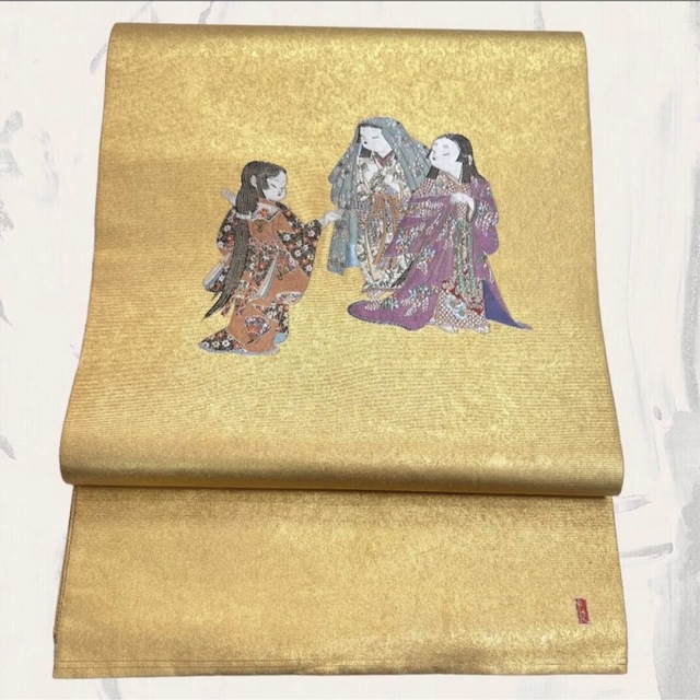 逸品】加賀友禅巨匠 初代由水十久監修 長島織物 瀞金錦 袋帯 『歓桜