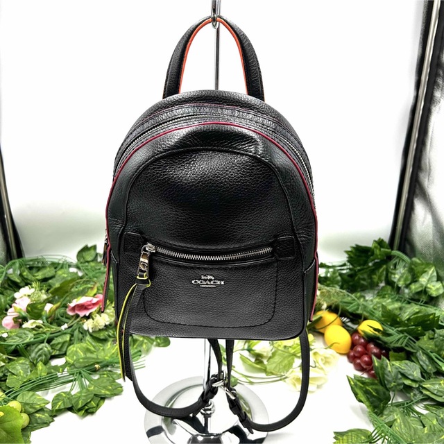 COACH コーチ ミニリュック バックパック ブラック ネオンカラー 極美