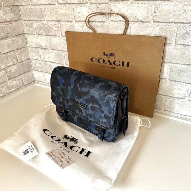 COACH コーチ ロゴプリント キャンバス×レザー メッセンジャーバック